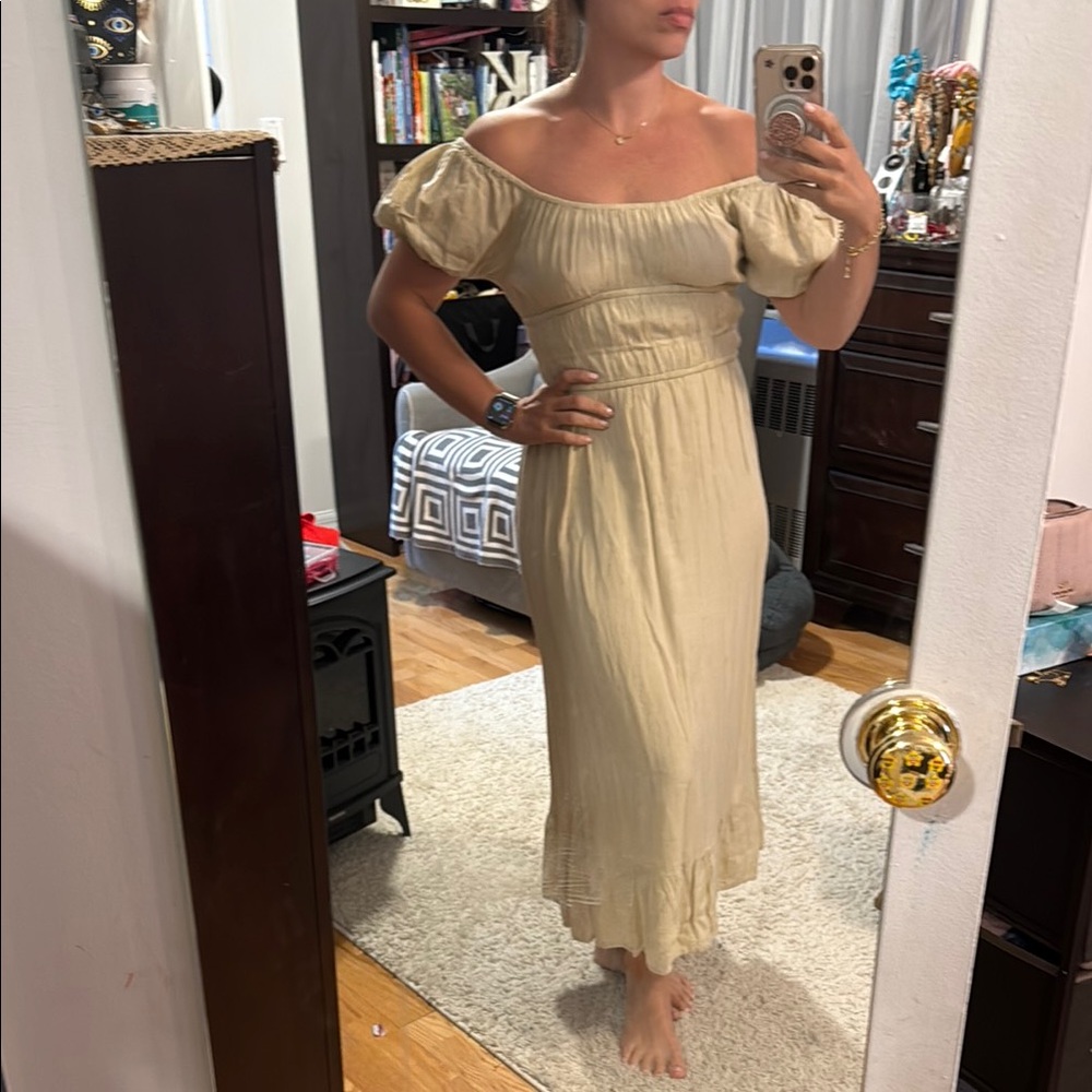 Elegant Cream Off-Shoulder Dress
